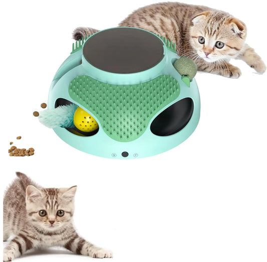 WINGPET Cat Toys 5 in 1 Automatic Interactive Kitten Toy Catnip Toy Cat Toy Balls Ambush Feather Electronic Cat Toy Cat Self Groomer & Cat Leak Feeder Cat Toys