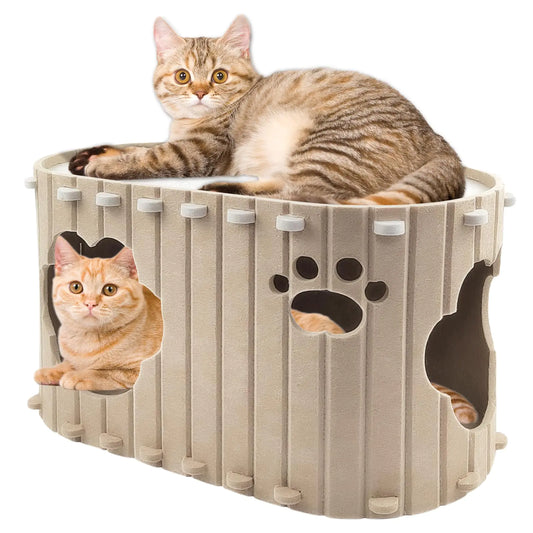 Cat Cave Cat House for Indoor Cats Covered Cat Cave Beds & Furniture Cat Bed Cave for Multiple Cats Up to 22 Lbs Scratch Resistant Breathable Foldable Cat Cave Beds Cat Hideaway Cat Cubes