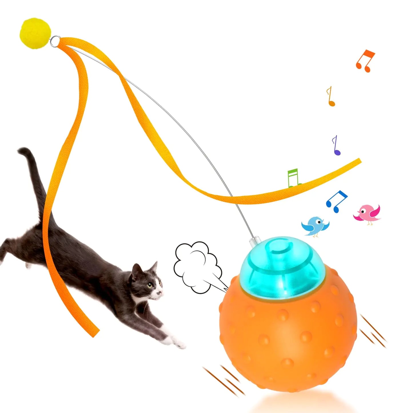 Muhhiba Interactive Cat Toys Balls Automatic Moving Cat Toys for Indoor Cats Self Rotating Ball with Motion Activated Electric Cat Mouse Toys USB Rechargeable