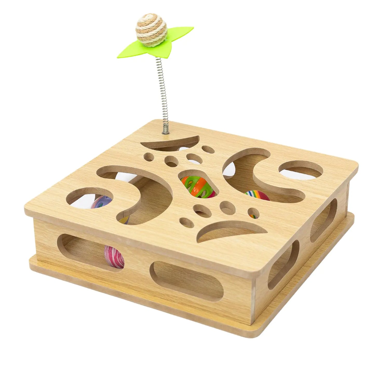 HXSMGS Interactive Cat Toys Puzzle Wood Box Indoor Sports Entertainment Hunting Cat Toys Stimulate Cat Sports Vitality (Burlywood)