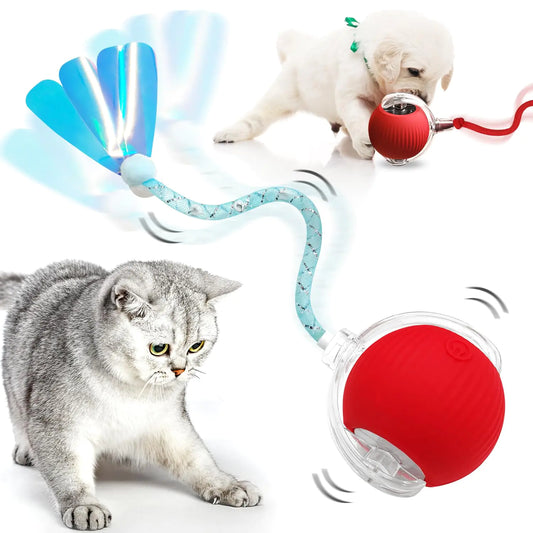 LGGbaodan Interactive Cat Toys Ball with Replaceable TailAutomatic Moving Cat Toys Ball ElectricI Dog BallElectricI Interactive Rolling Ball for Dog&Cat Indoor Activity.